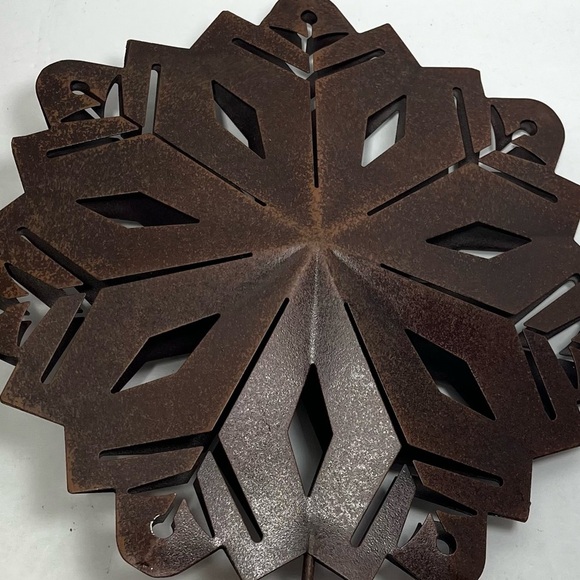 Snowflake Die-cut Tree Topper Copper Brown Rustic Colored Christmas Metal Decor - Picture 5 of 7